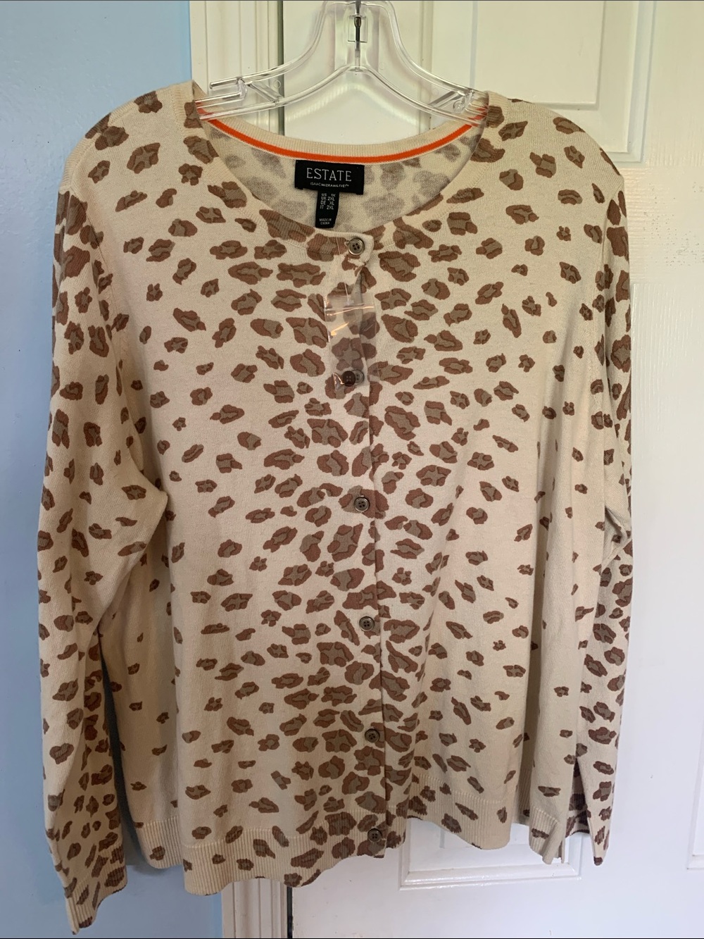 Estate Cream and Brown Leopard-Print Button-Front Top 1X